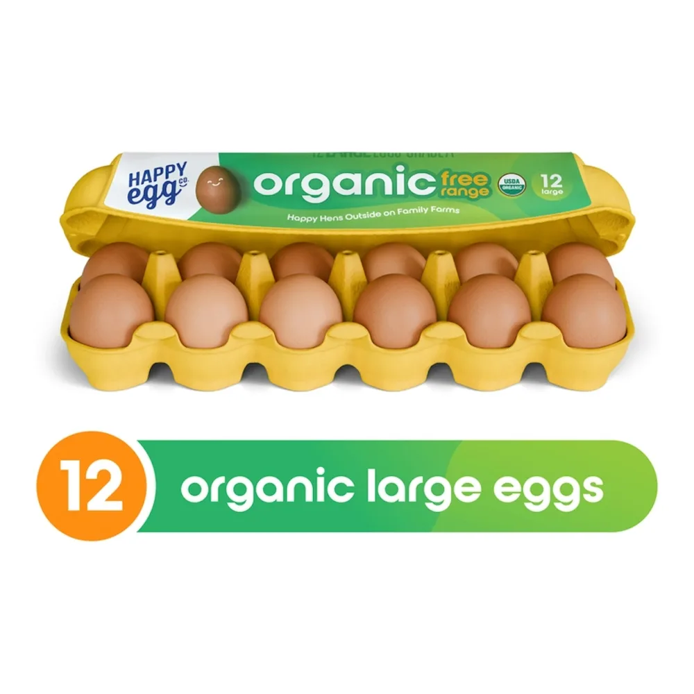 887422000081 HAPPY EGG ORGANIC FREE RANGE 12DZ - Image 1